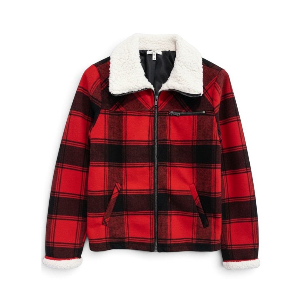 Maurices Plaid Zip Up Jacket Women S Red Gorpcore Cabincore Lumberjack Outdoor